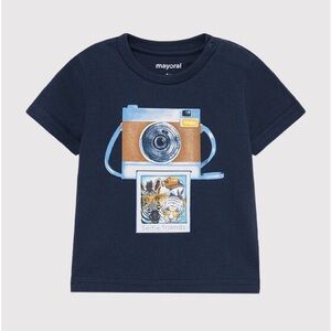 Size 3 Toddler Boys Mayoral Navy T-Shirt with Camera Design
